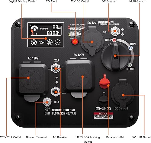 Miniatura 6 de AIVOLT Generador inversor de 4300 W a gas, portátil, súper silencioso, generador al aire libre, listo para herramientas de camping y uso doméstico