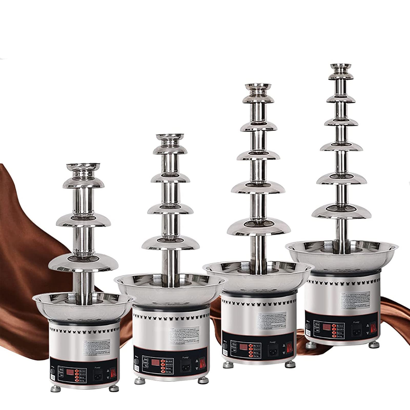 AYCDL Chocolate Fountains,4/5/6/7 Tiers Electric Chocolate Fountain Stainless Steel Fondue Waterfall Melting Machine for Cooking Commercial Household Wedding Birthday Christmas,4Tier