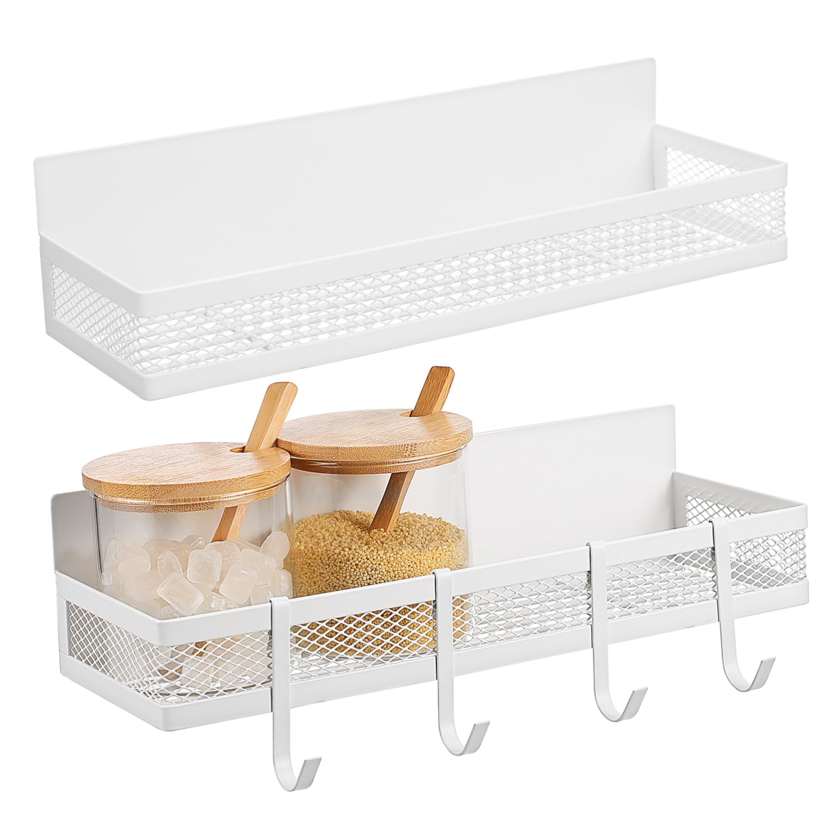 Cabilock Mensola Magnetica Versatile Per Cucina E Bagno 2 Pezzi Porta Spezie Per Frigorifero Con Ganci Portaoggetti