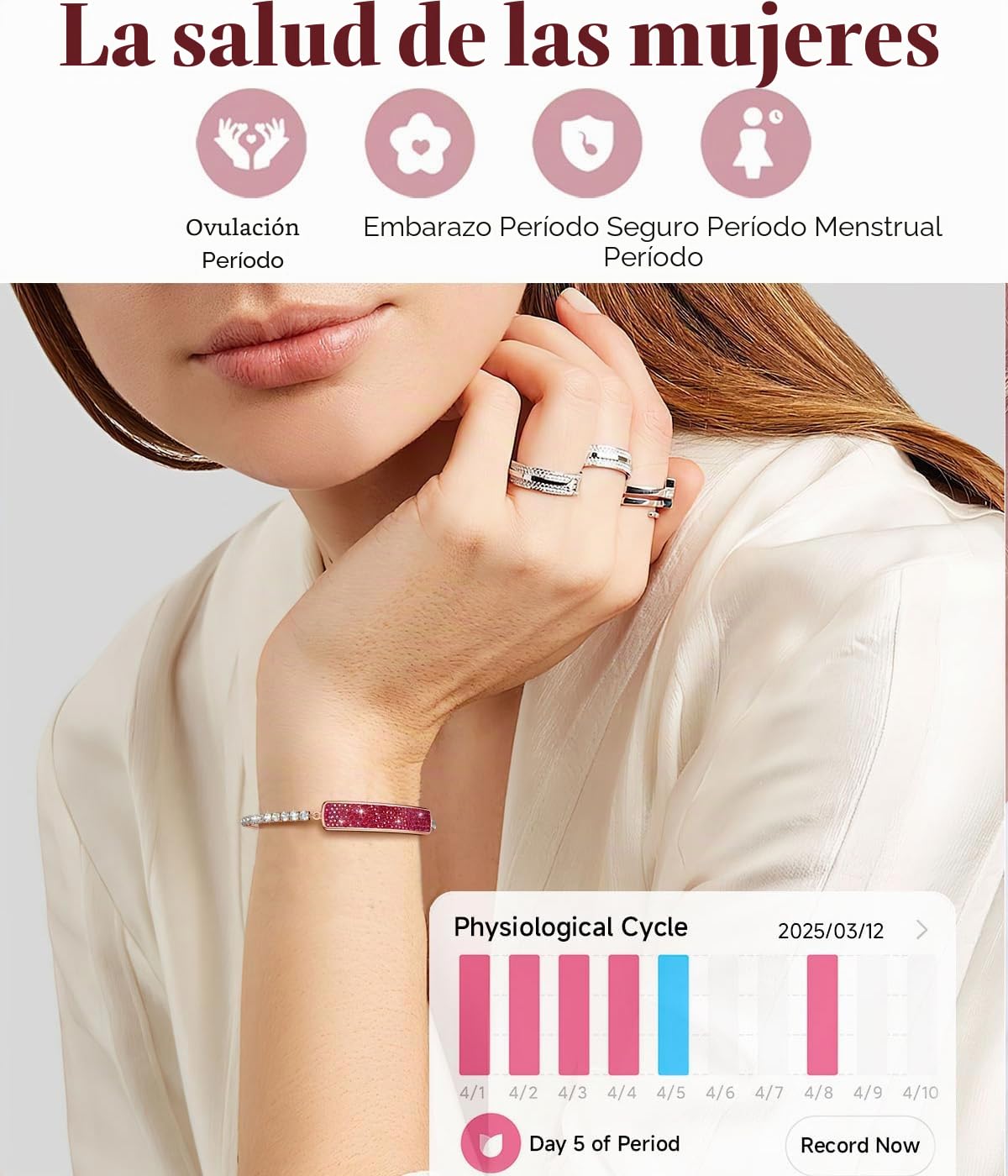 findtime Pulsera inteligente de diamantes elegante para mujer, pulsera de salud, monitor de frecuencia cardíaca, monitor de sueño, contador de pasos, podómetro, impermeable, rastreador de actividad a