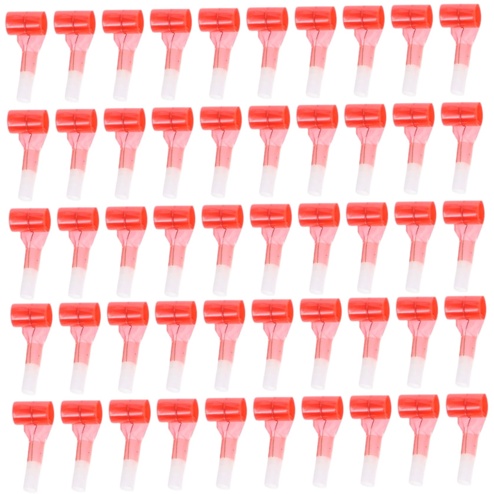 Bonalake 50Pcs Party Blowers, 1.26x0.24 Inch Fun Red Plastic Birthday Blowers Novelty Noise Makers for Kids Party Sport Games for Kids Noisemakers