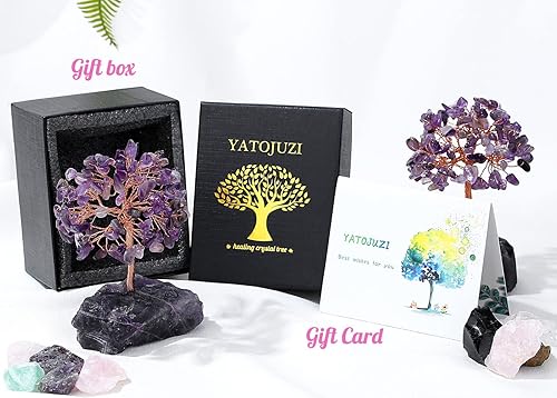 Miniatura 3 de Árbol de cristal curativo de amatista, cristales de reiki naturales, base de piedra preciosa, alambre de cobre, árbol de vida, árboles de dinero y