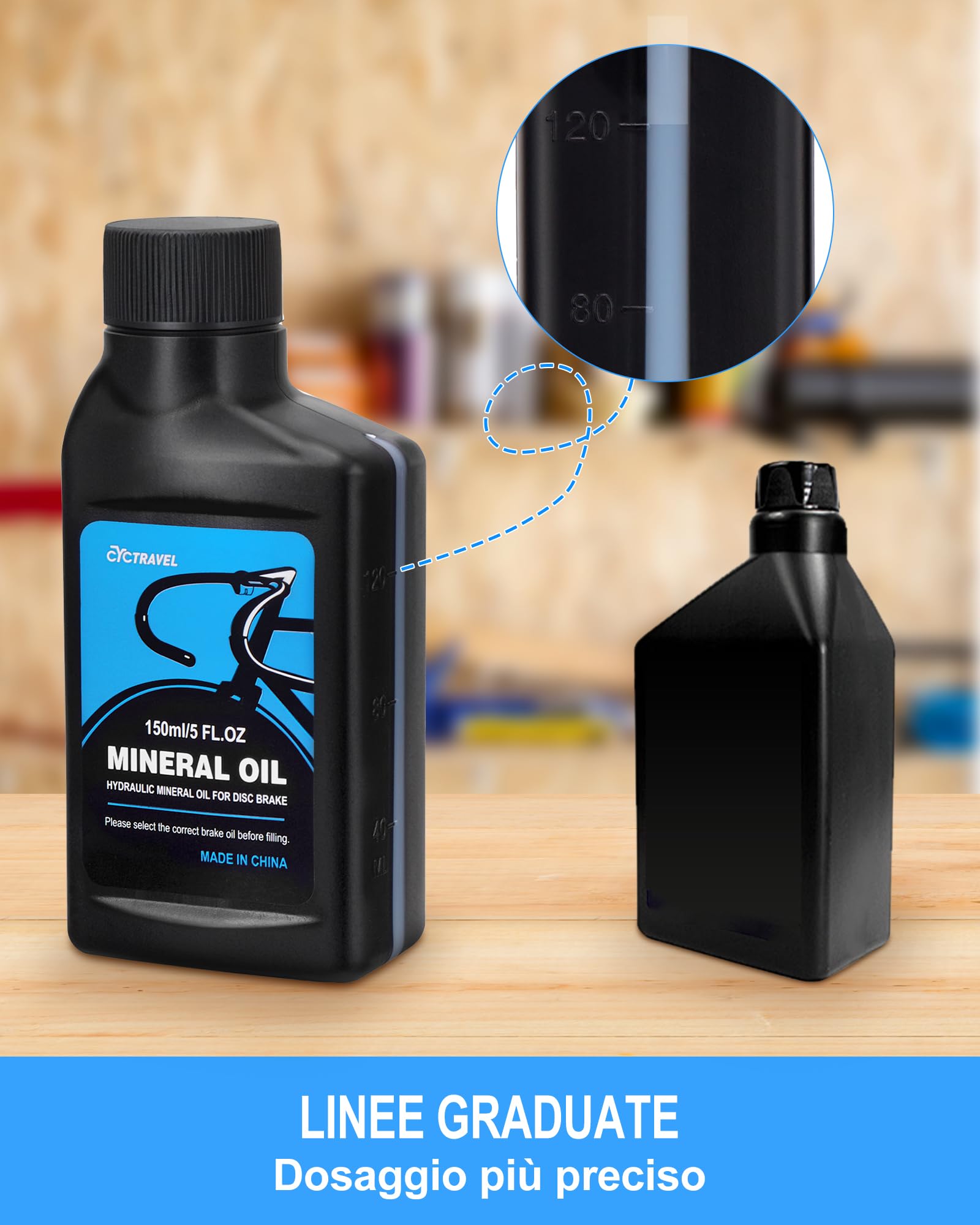 Kit Spurgo Freni per Freni Idraulici SHIMANO. Kit Spurgo Freni per Mountain Bike Include Liquido Freni a Olio Minerale da 150 ml e Istruzioni Passo Passo.