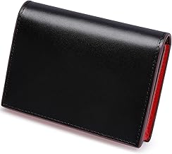 Men's Business Card Holder, Tochigi Leather, Genuine Leather, Business Card Case, Magnet, Large Capacity, 50 Pieces, Unisex, Simple, multicolor (black / red)