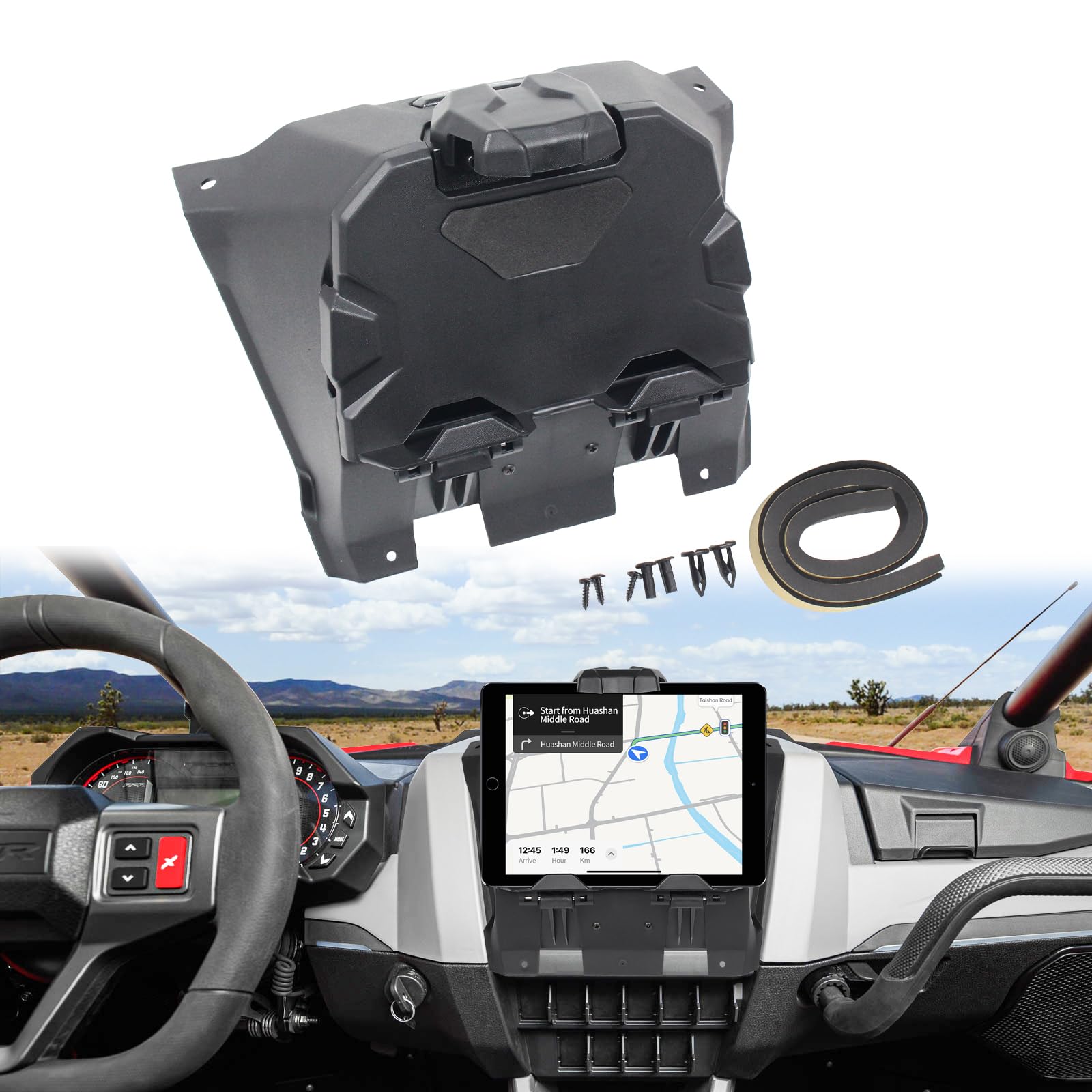 CPOWACE Electronic Device Mounts with Storage Box Compatible with 2020-2024 Polaris RZR PRO XP/ XP4, 2022-2024 RZR PRO R/Turbo R Accessories Phone Tablet GPS Holder Mount with Organizer Tray