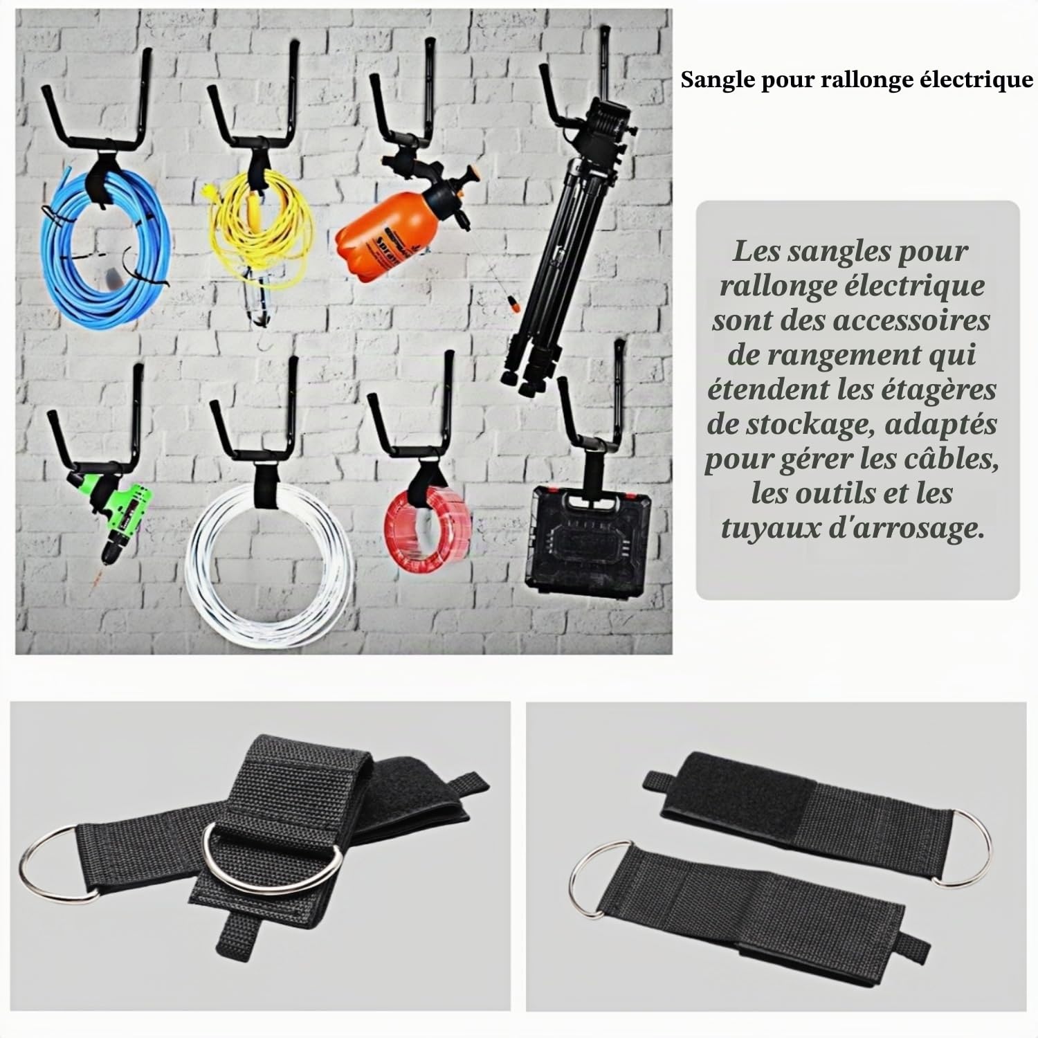 Étagère de rangement de garage suspendue, crochets de plafond robustes pour rangement utilitaire pour bois d'oeuvre, échelle, vélo et autres objets encombrants (6, 37 cm)