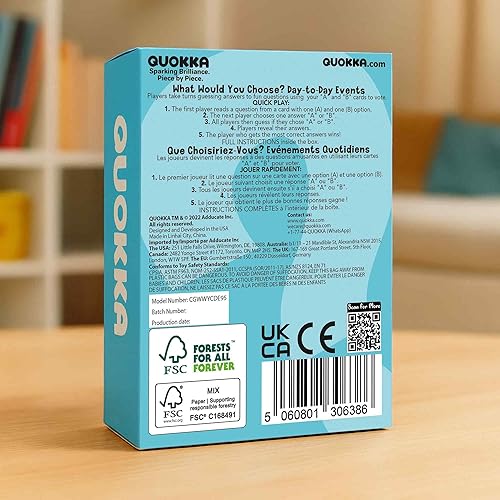 Miniatura 8 de QUOKKA Divertido juego de cartas para adolescentes, niños y adultos - Divertido juego de mesa para fiestas y familia  Qué elegirías desafíos Más de