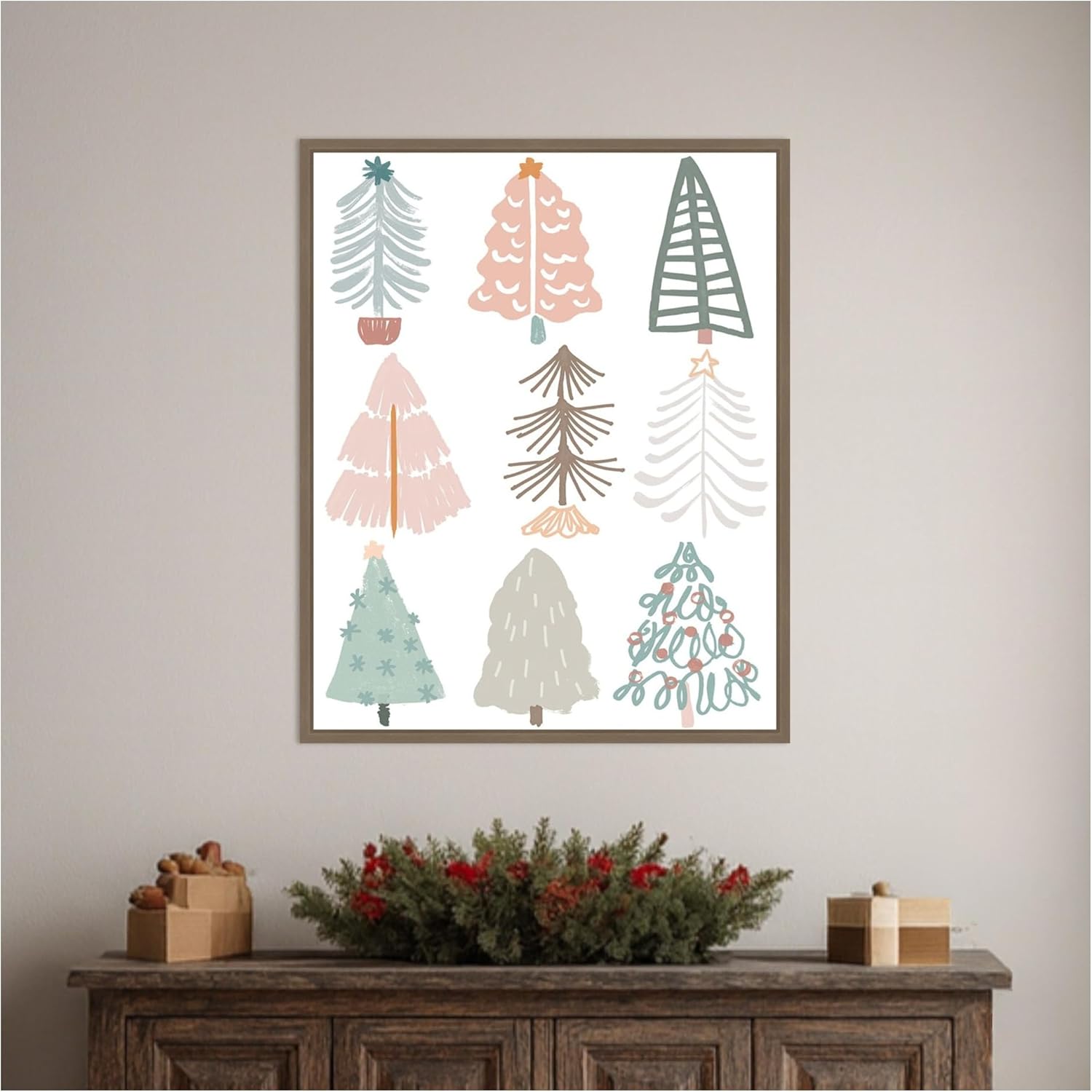 Amanti Art Framed Canvas Wall Art 28x23 Christmas Tree Sketchbook II by June Erica Vess, Framed Canvas, Holidays Artwork, Modern, Casual Decor, Medium Poster Painting for Living Room, Bedroom, Office - Image 6