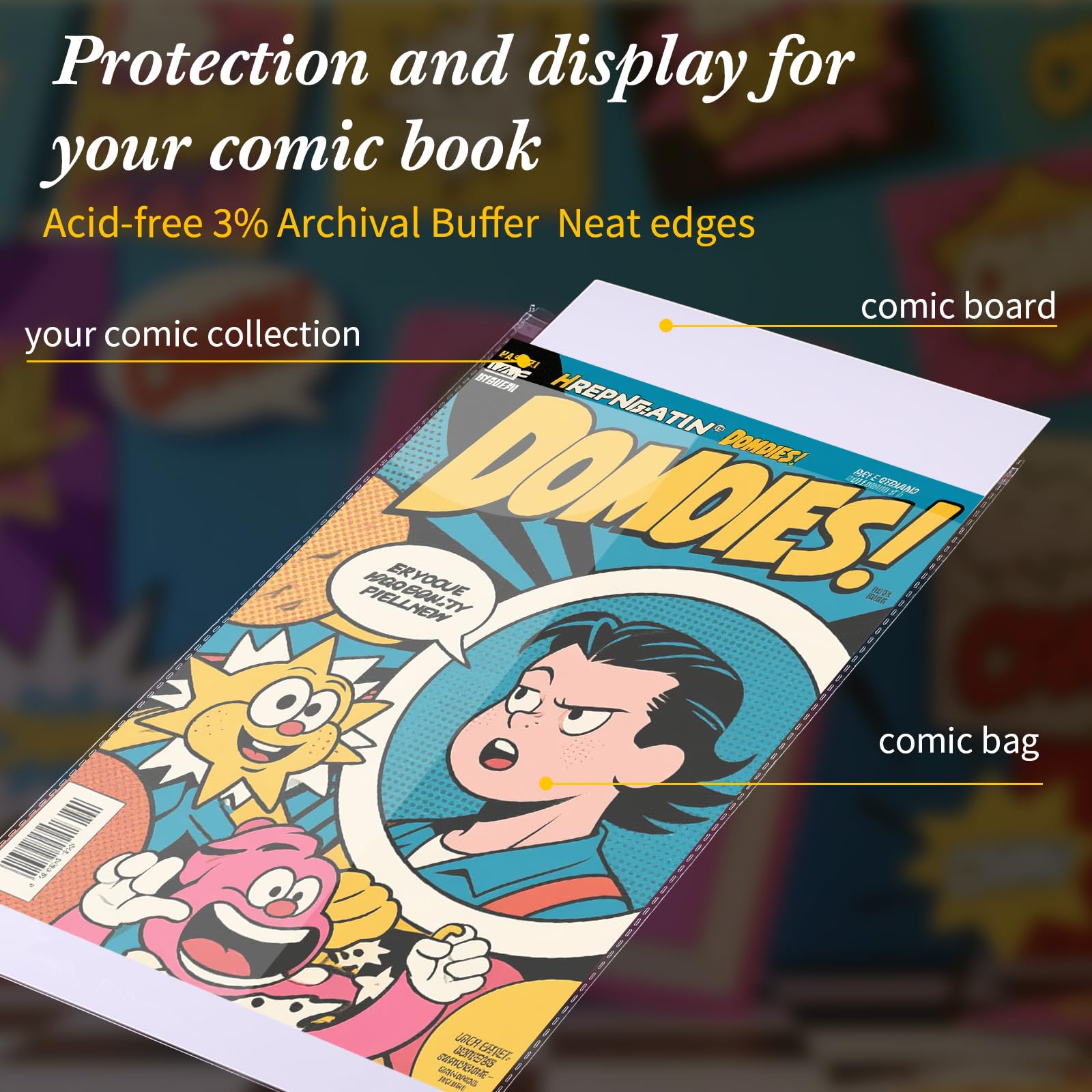 Teling 720 Comicbuchtaschen und Tafeln, transparente Magazinhüllen zur Aufbewahrung von Kunstdrucken, schützt Comics vor Schäden