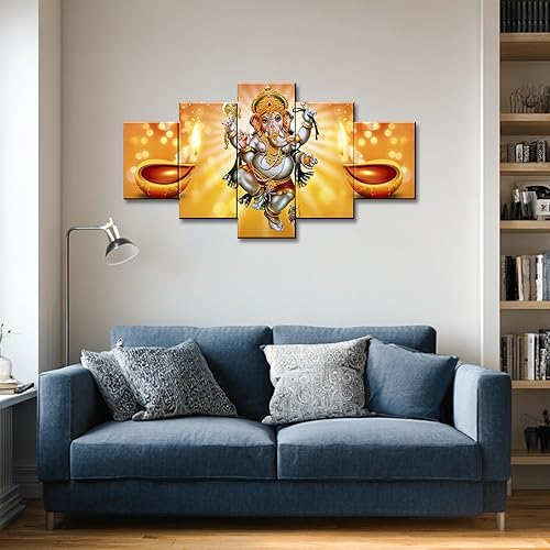 Miniatura 4 de Ganesha - Lienzo impreso para pared, decoración de pared de Lord Ganesha, póster de religión, imagen de áreas de Pooja, marco de pintura para sala
