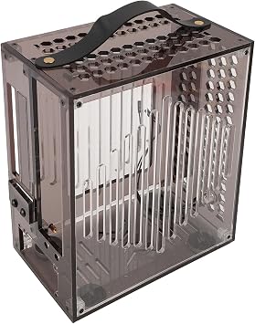 حافظة ألعاب الكمبيوتر، حافظة كمبيوتر ITX مصغرة مقاس 23x20.5x12 سم، حافظة كمبيوتر أرسيليك شفافة، حافظة كمبيوتر سطح مكتب محمولة DIY، حافظة تدفق هواء مجوفة مفتوحة 360 درجة باللون الأسود
