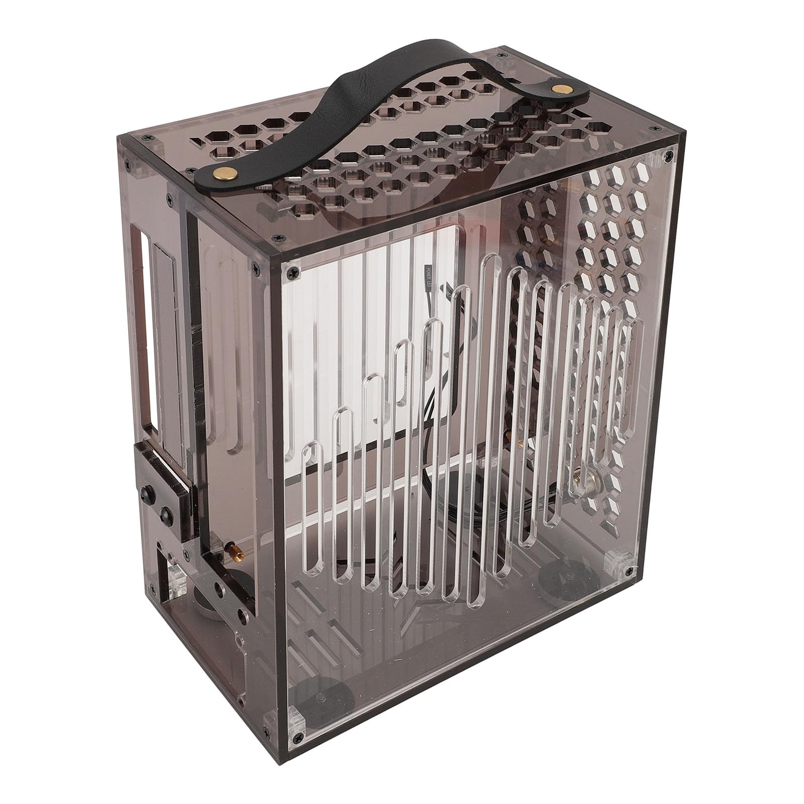 AMONIDA Miniaturowa Obudowa Komputera ITX Przenośna Przezroczysta Akrylowa Obudowa Komputera Stacjonarnego DIY do Rozrywki Domowej Mały Rozmiar 23x20,5x12cm (BLACK)