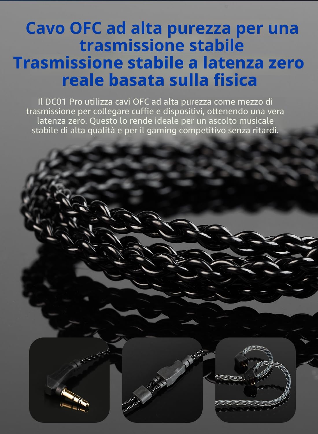 Yinyoo CCZ DC01 PRO Cuffie con Filo,Bassi profondi In Ear Monitor Auricolari,Potente Diaframma Composito Magnetico,Comodo Cuffiette con Cavo OFC di Trasmissione Stabile ad alta Purezza per Gaming