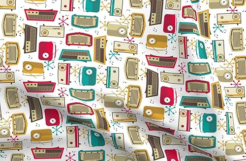 Miniatura 5 de Spoonflower Tela Tecnología atómica retro de mediados de siglo con radio geek impresa en tela de algodón distintiva por The Yard Costura