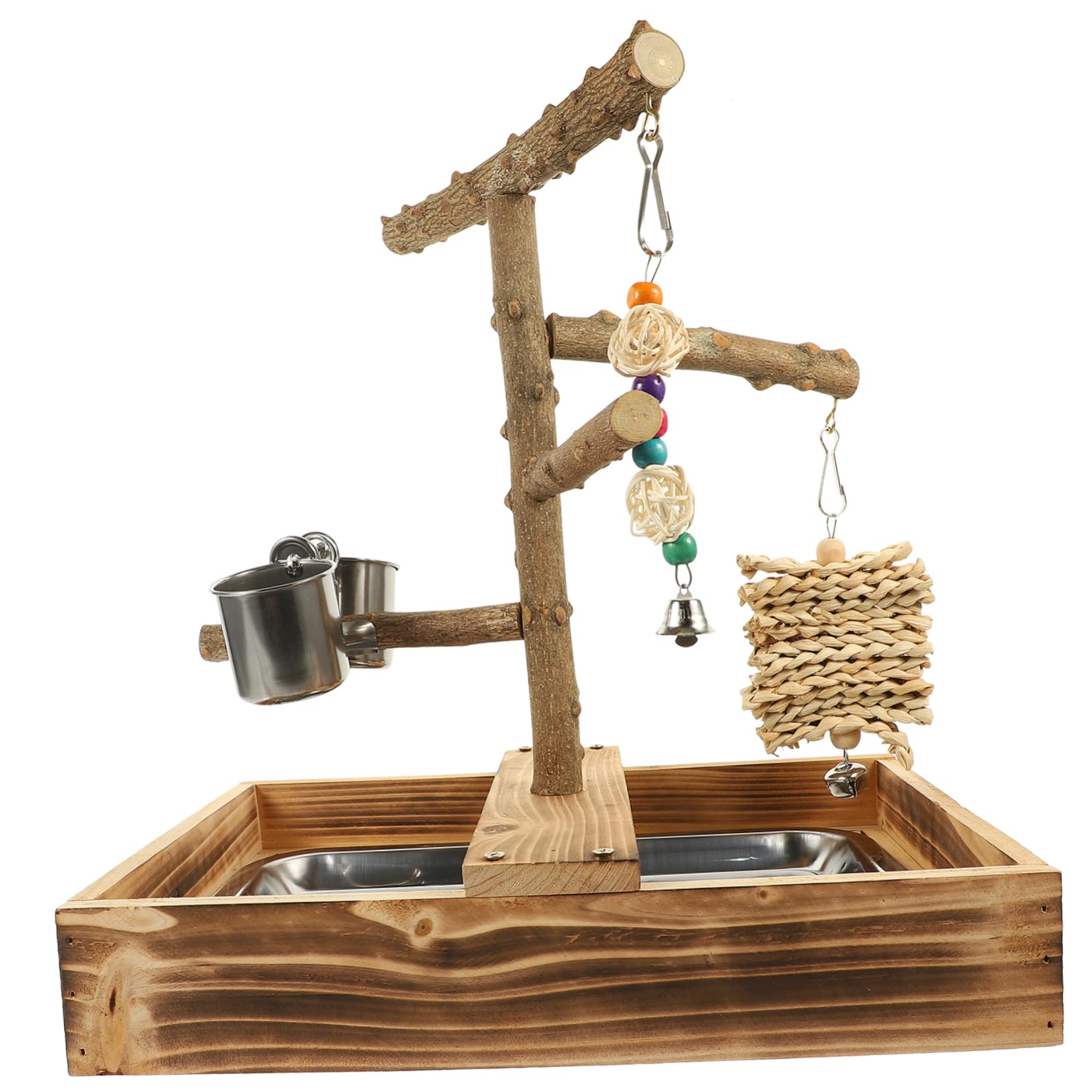 BESPORTBLE Estante de Juguete para pájaros Juguetes de Aves para periquitos Accesorios para jaulas de periquitos Percha Madera Colgador Madera Juguetes para pájaros Juguete de pájaro cacatúa