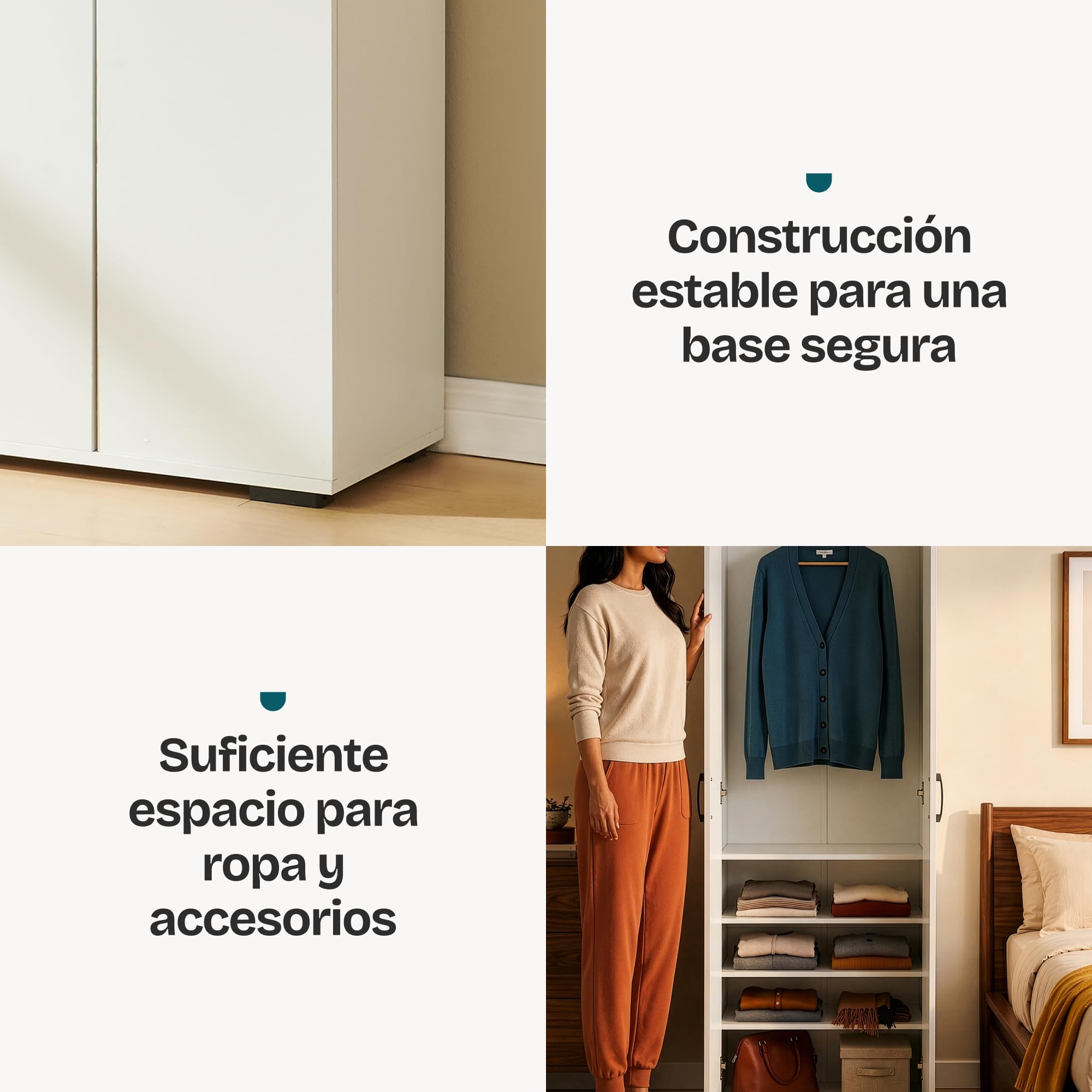 [en.casa] Armario Dormitorio Chalvefted Barra 2 Puertas 175x60x35cm Blanco | Ropero 3 estantes ajustables