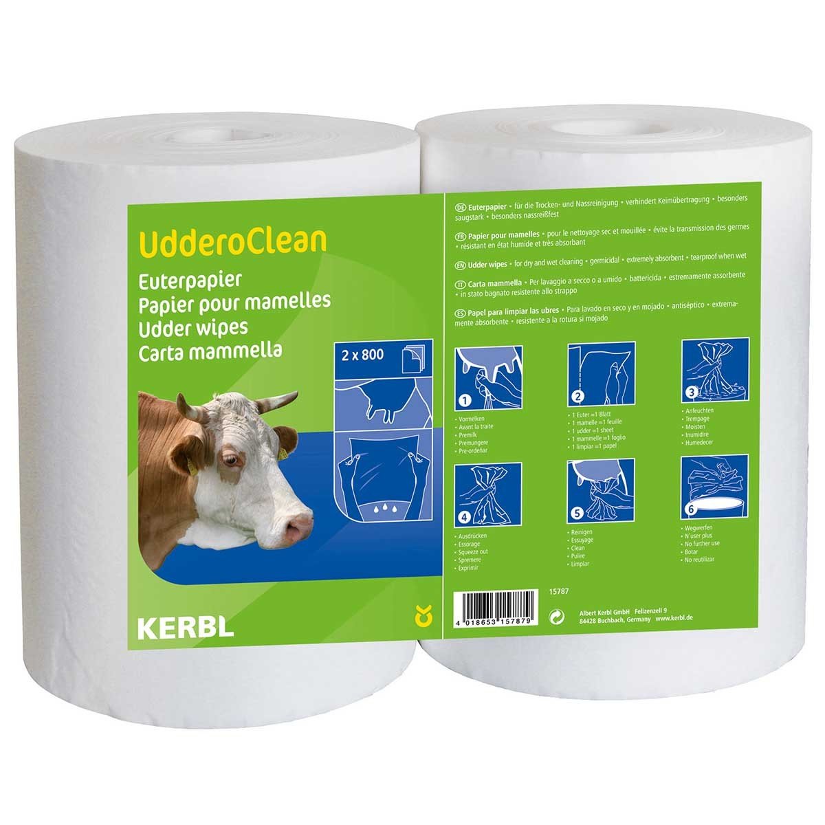 Carta per mammelle UdderoClean, 6 x 800 fogli, specifica per bagnato.