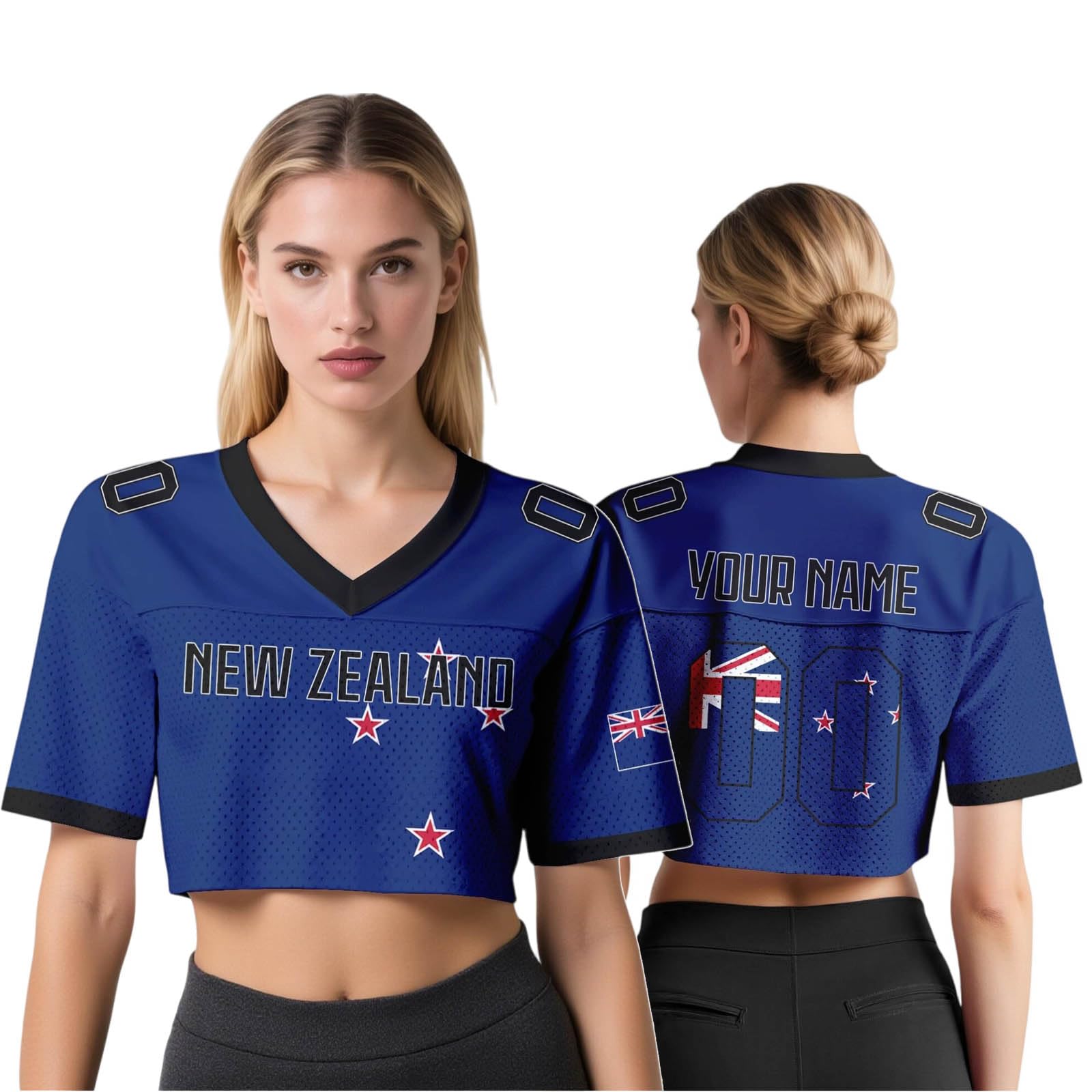 Personalised Football Top for Women,2026 World Cup Jersey Shirt with Custom Name & Number, Y2K Short Sleeve Crop Top, Cute Summer Shirt for Match Day, Loose Streetwear Gift (N-EW ZEALAND) — image 1
