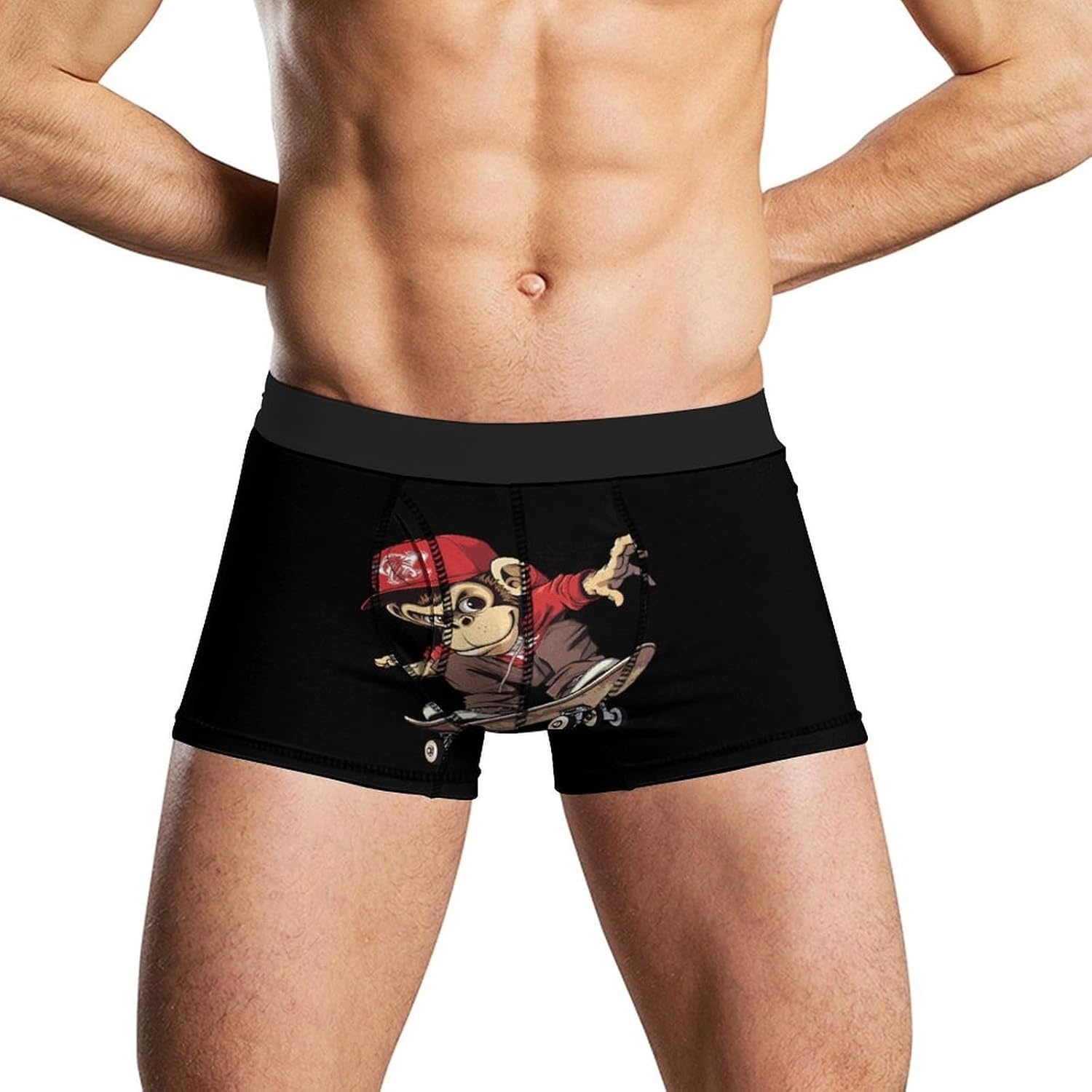 Skateboard Monkey Novelty Men's Trunks Soft Breathable Underwear Patterned Stretch Briefs