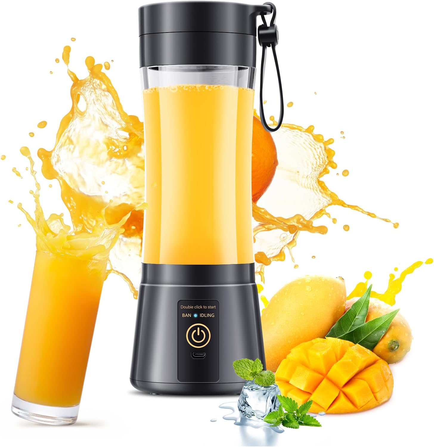Portable Blender for Smoothies & Shakes - Cordless Personal Size Blender with 6 Blades, 380Ml Juice Cup, Lightweight & Rechargeable, Freshly Squeezed for Picnic/Sports/Office
