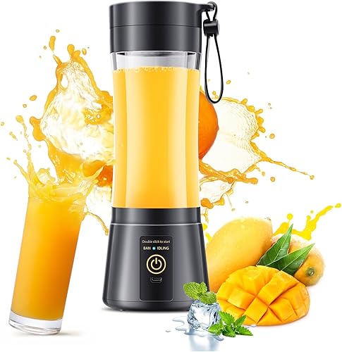 Licuadora portátil inalámbrica de tamaño personal, licuadora de 12.8 fl oz, licuadora y batidos, taza de jugo de viaje sin BPA con potente mezcla,