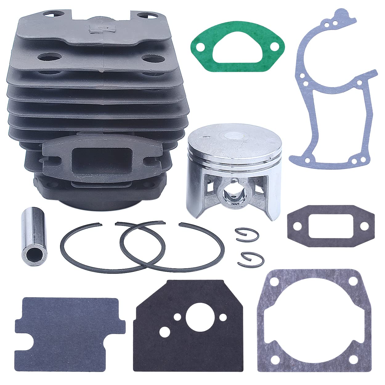 Kit de pistón Cilindro 45 mm, Juego Juntas carburador, Apto for motosierras Gasolina CC, 52 y 58 Parte