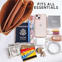 Vista 7 de Humble Chic bolsa pequeña de piel vegana, para usar cruzada o cartera con ajuste de pulsera, incluye hombro ajustable y correa para muñeca.