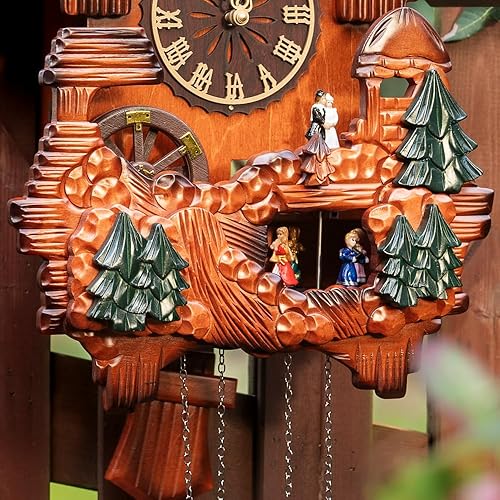 Miniatura 7 de Ninefish Reloj de cuco hecho a mano con figuras bailarinas un reloj de cuco montado en la pared para la decoración de tu hogar para añadir un toque