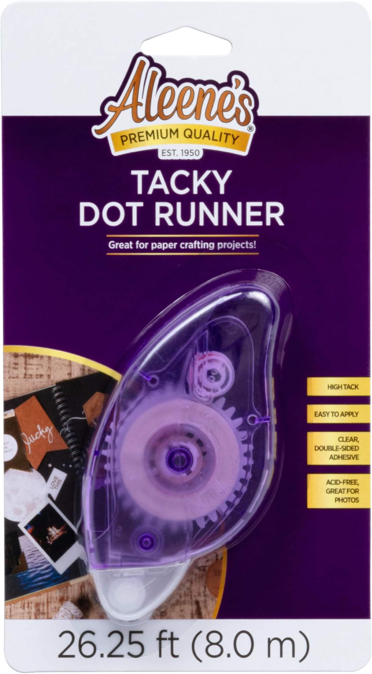 Aleene's Tacky Dot Runner, Clear Crafter's Tape, Easy Application, Premium Choice for Paper Crafts