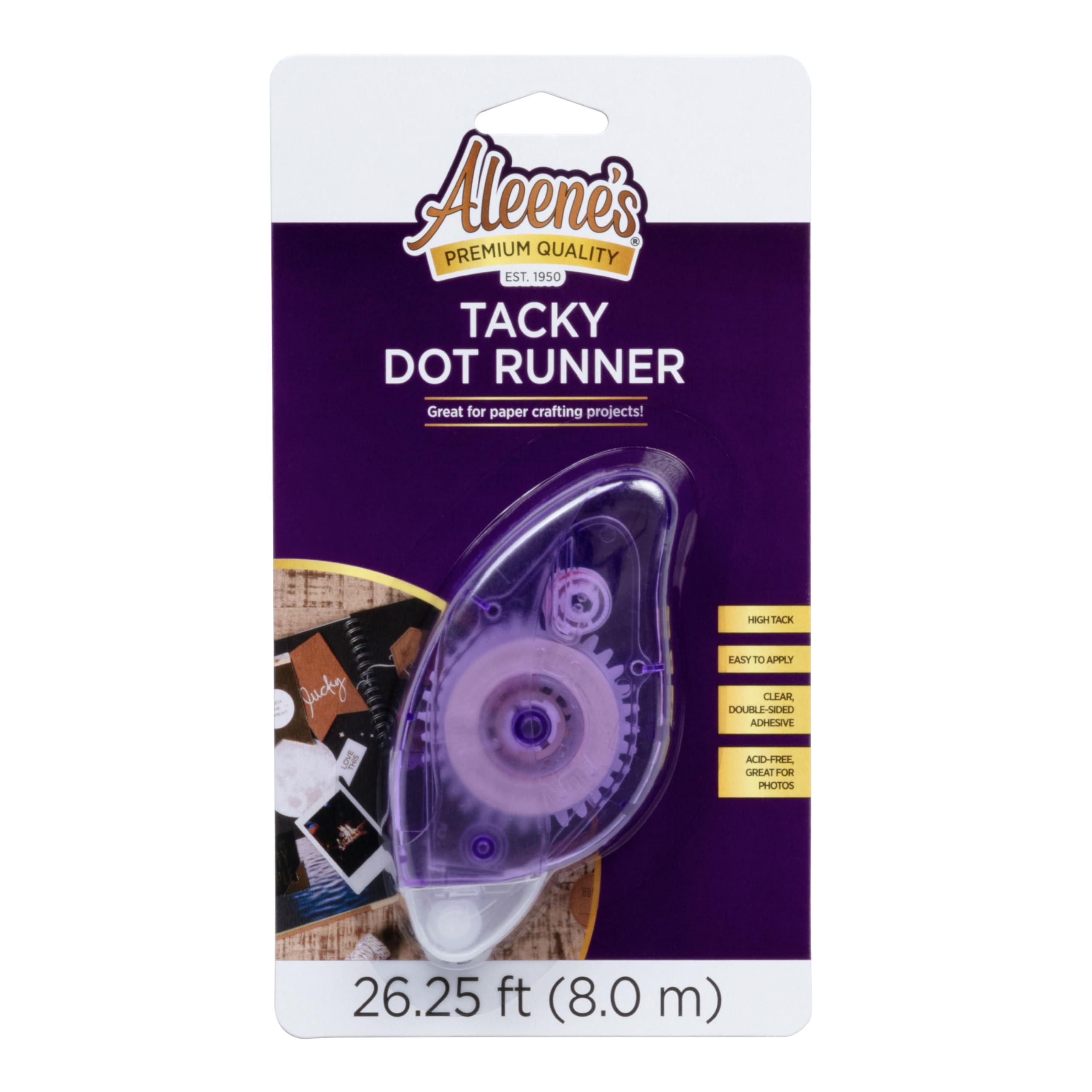 Aleene's Tacky Dot Runner, Clear Crafter's Tape, Easy Application, Premium Choice for Paper Crafts