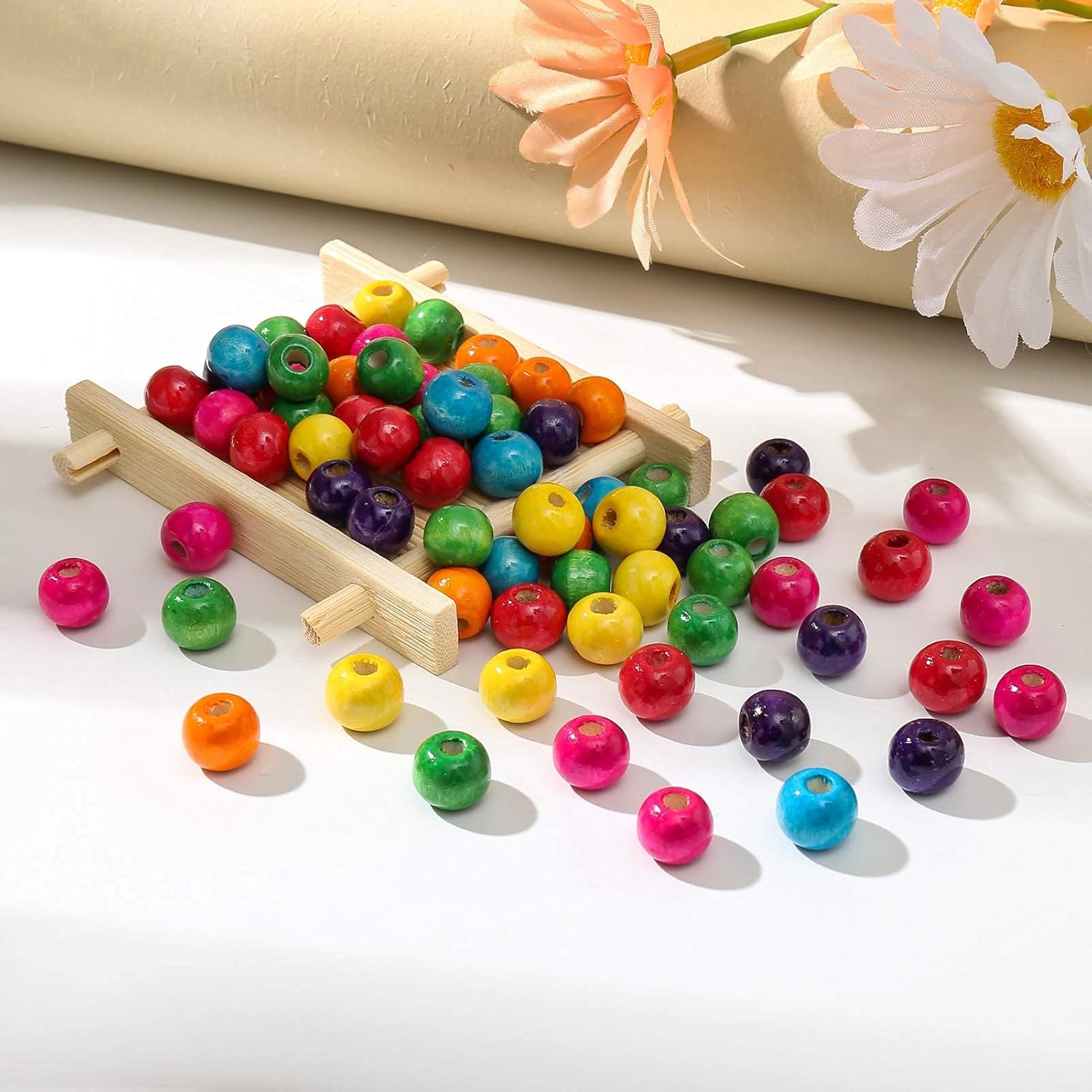 ToBeIT 600Pcs Assorted Color Wood Beads 10mm Round Colorful Wooden Bead Painted Wood Beads for Jewelry Making DIY Crafts Home & Party Decoration - Image 3