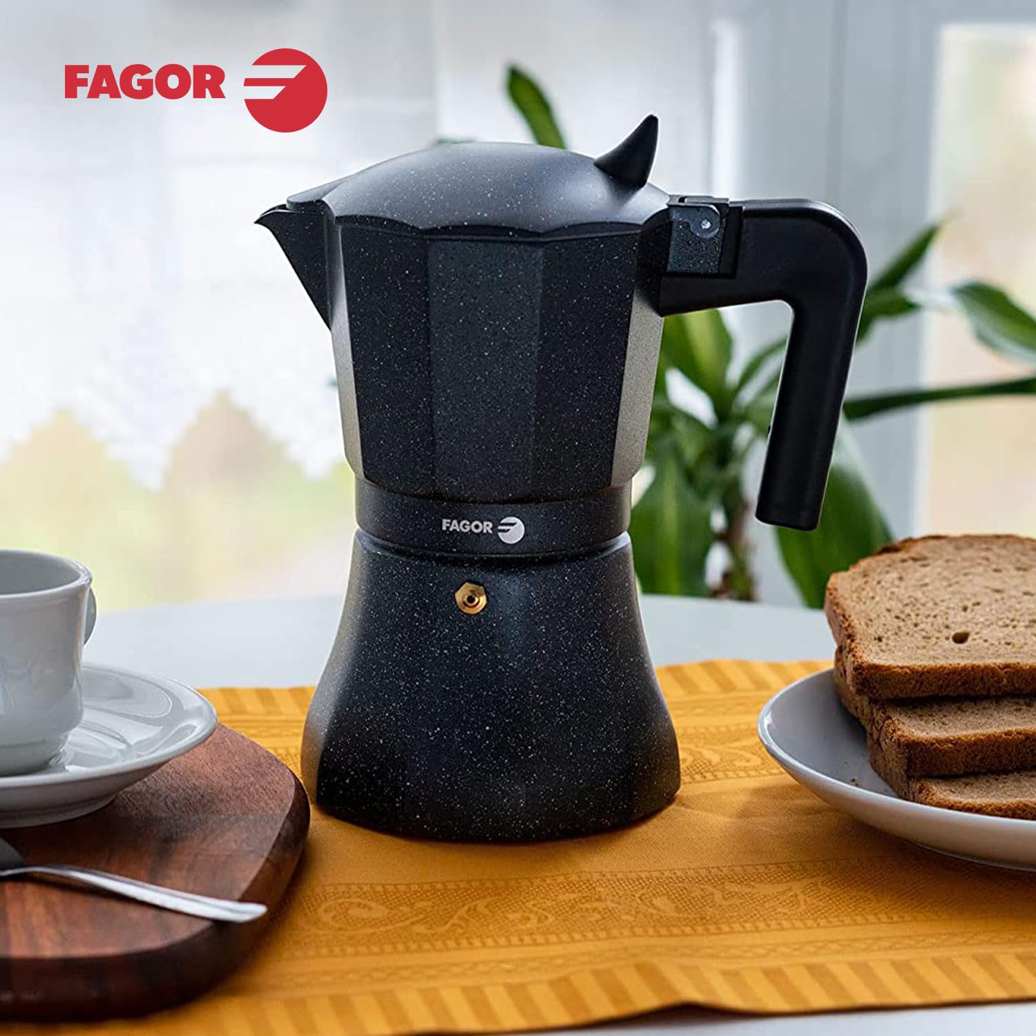Cafetière Italienne FAGOR Tiramisu Aluminium - 9 Tasses - Compatible Vitrocéramique (pas Induction)