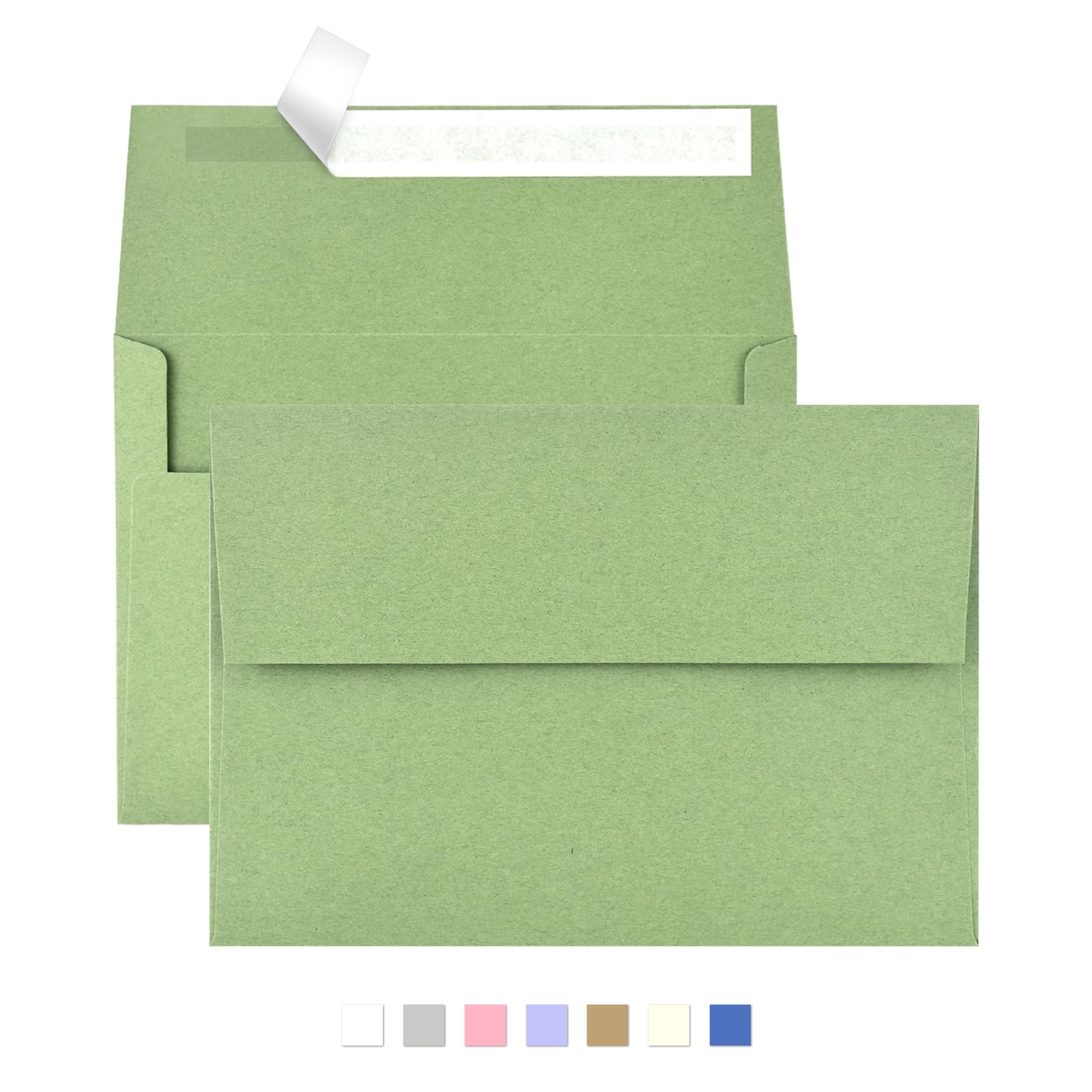 50 Pack 5x7 Envelopes for Invitations,5.25x7.25 inches,A7 Envelope Sage Green Self Seal,Printable Envelopes for Wedding,Invitation,Baby Shower,5x7