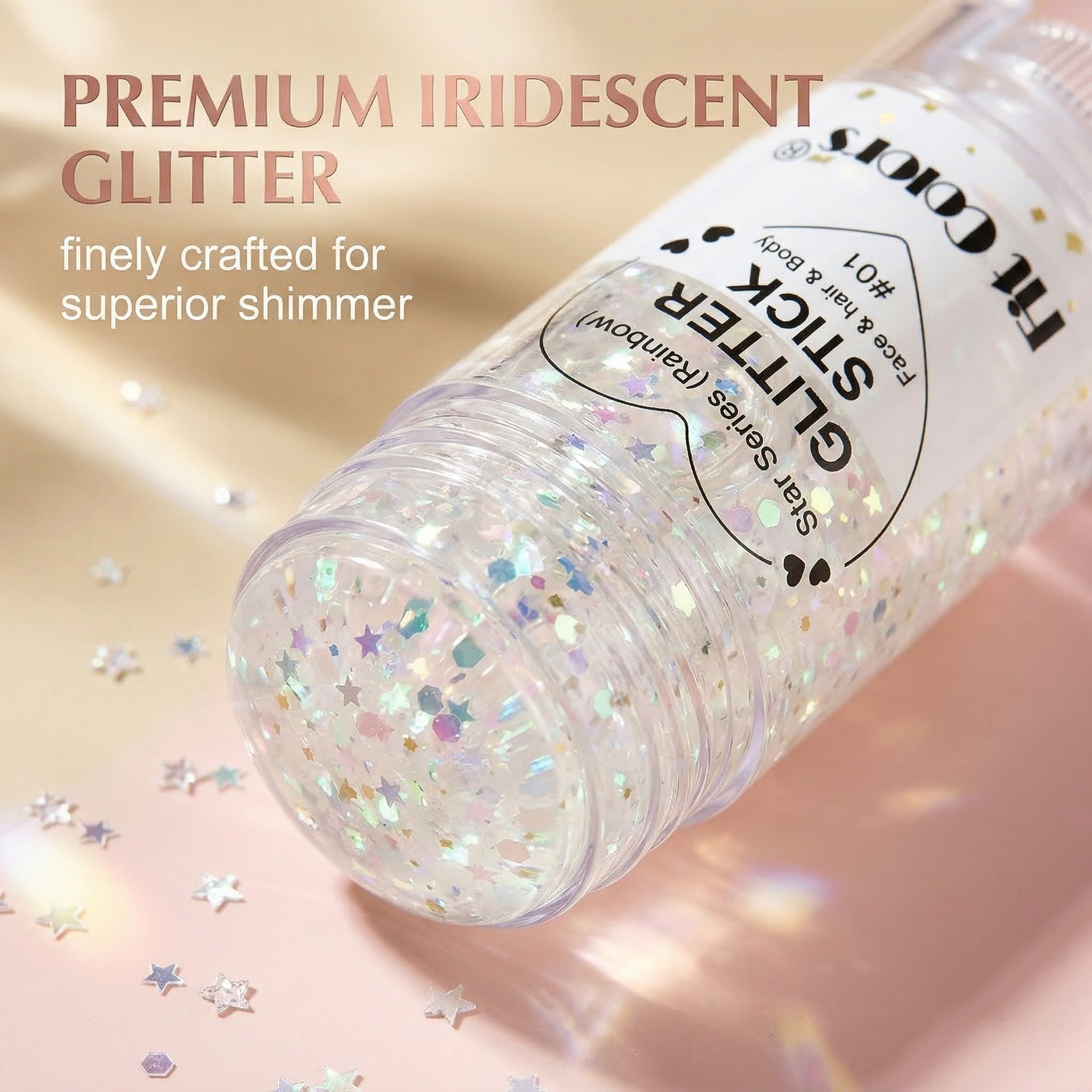 Glitter Stick Corpo e Viso Argento, Brillantini Viso Lunga Durata ad Alta Lucentezza, Gel Scintillante per Capelli e Pelle, Ideale per Festival, Rave, Party e Make-up Creativo
