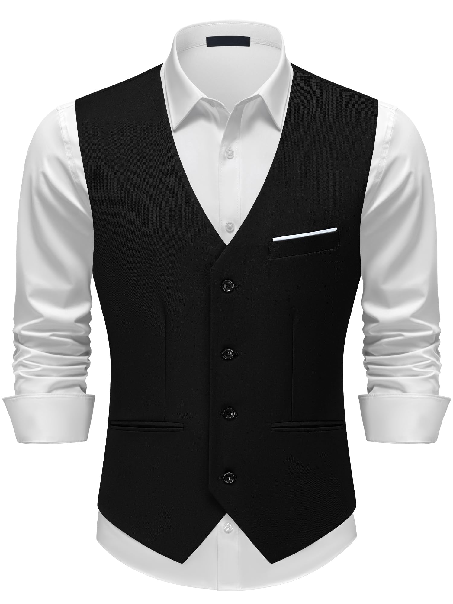 Autsel Herren Weste Elegant Anzugweste Slim Fit Business Hochzeit Party | Verstellbar, 4 Knöpfe, Echte Taschen, Formal, Dinner, Casual, Vest, Gilet, Clothing