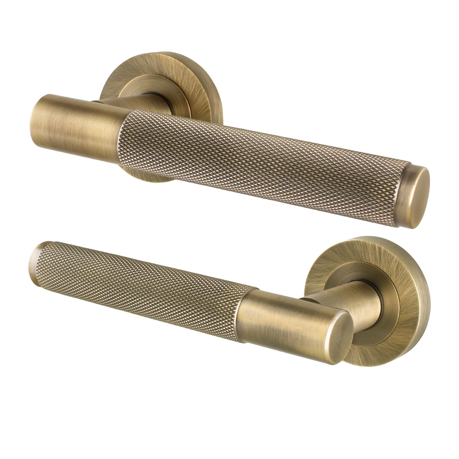 EAI Antique Brass Door Handles, 1 Pair Lever on Rose - Varri — image 1