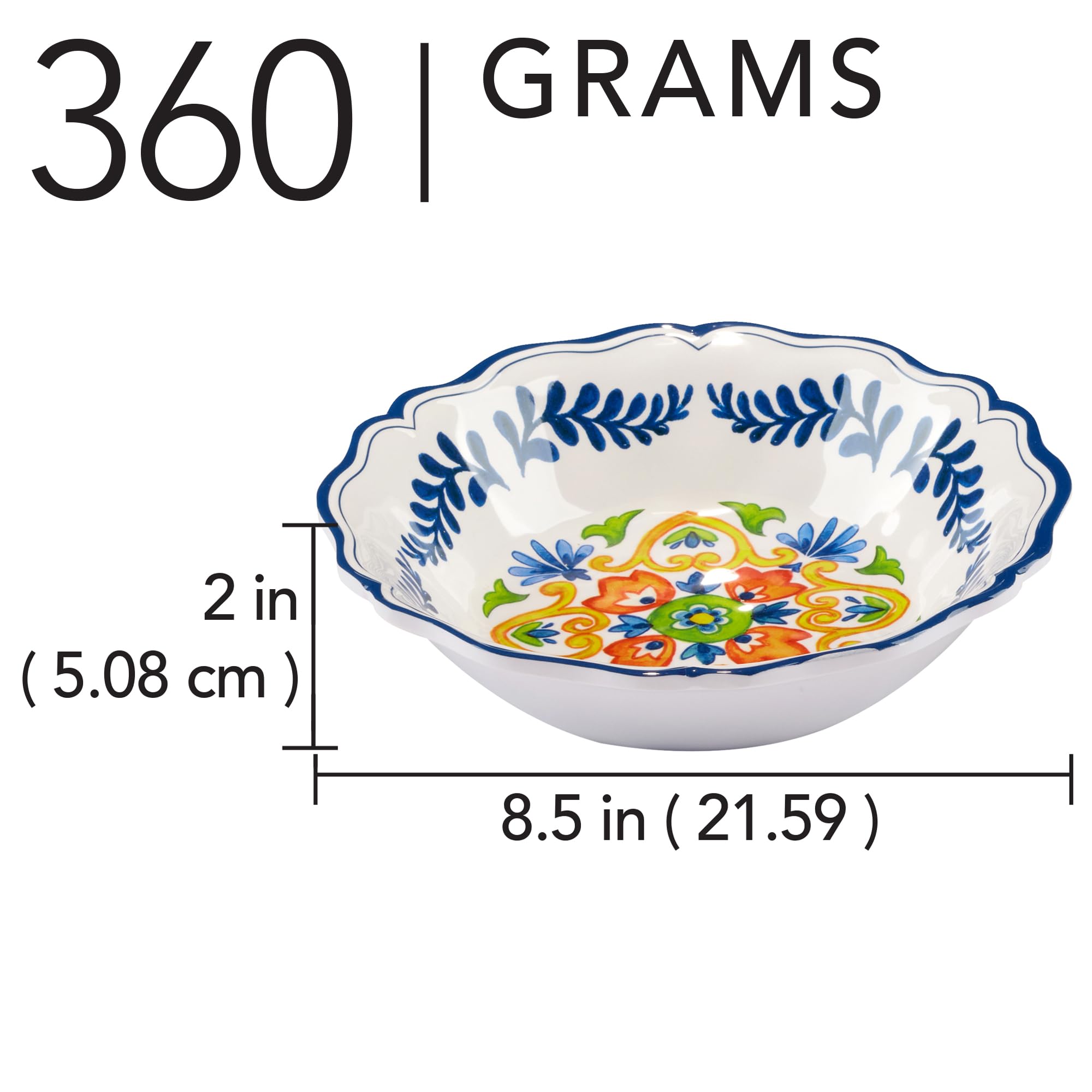 Certified International Flores Melamin-Allzweck-Schüsseln, 21,6 cm, mehrfarbig, 4 Stück