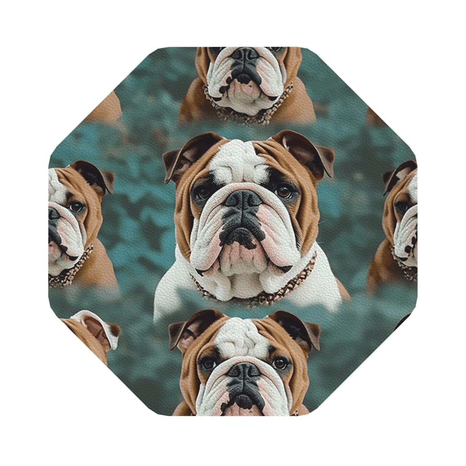 Fodpand Octagon Funny English Bulldog Drink Coasters Set Of 4, Heat Resistant Leather Coasters Fuuny Bar Beer Beverage Coaster For Drinks, Absorbent Cup Mat For Tabletop Protection, Housewarming Gift