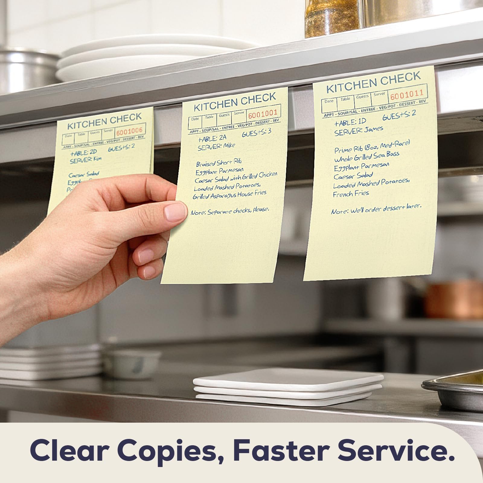 [20 blocs, 50 hojas/bloc] Bloc de cheques de invitados de doble parte para restaurantes, 2 partes perforadas verde y blanco, libro de cheques autocopiativo para bares, cafeterías y pedidos de