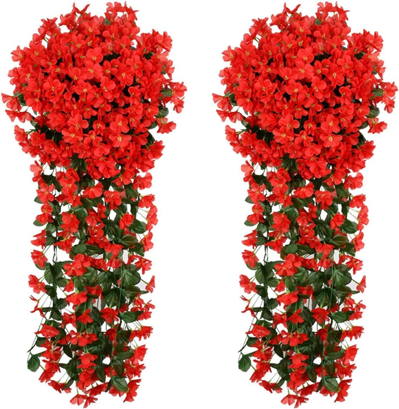 YATUOPNG Artificial Plant In Pot-Vivid Hanging Orchid Bunch,Flower Decor,Colorful Bouquet(Red)