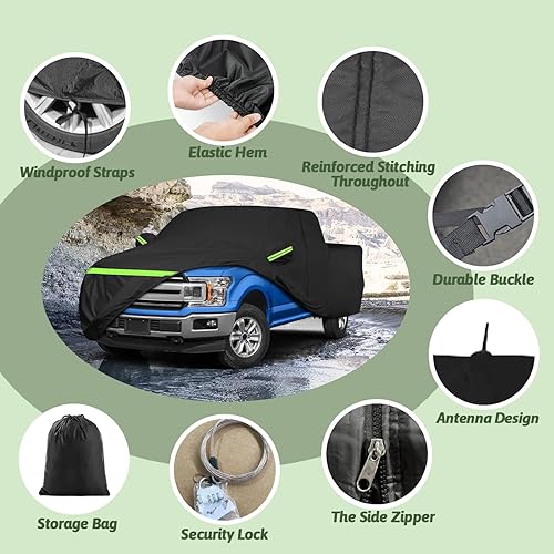 Miniatura 3 de Funda para auto para Ford F150 Super Crew Cab de 5.5 pies, 6 capas impermeable para todo tipo de clima, con cremallera de puerta y forro de algodón