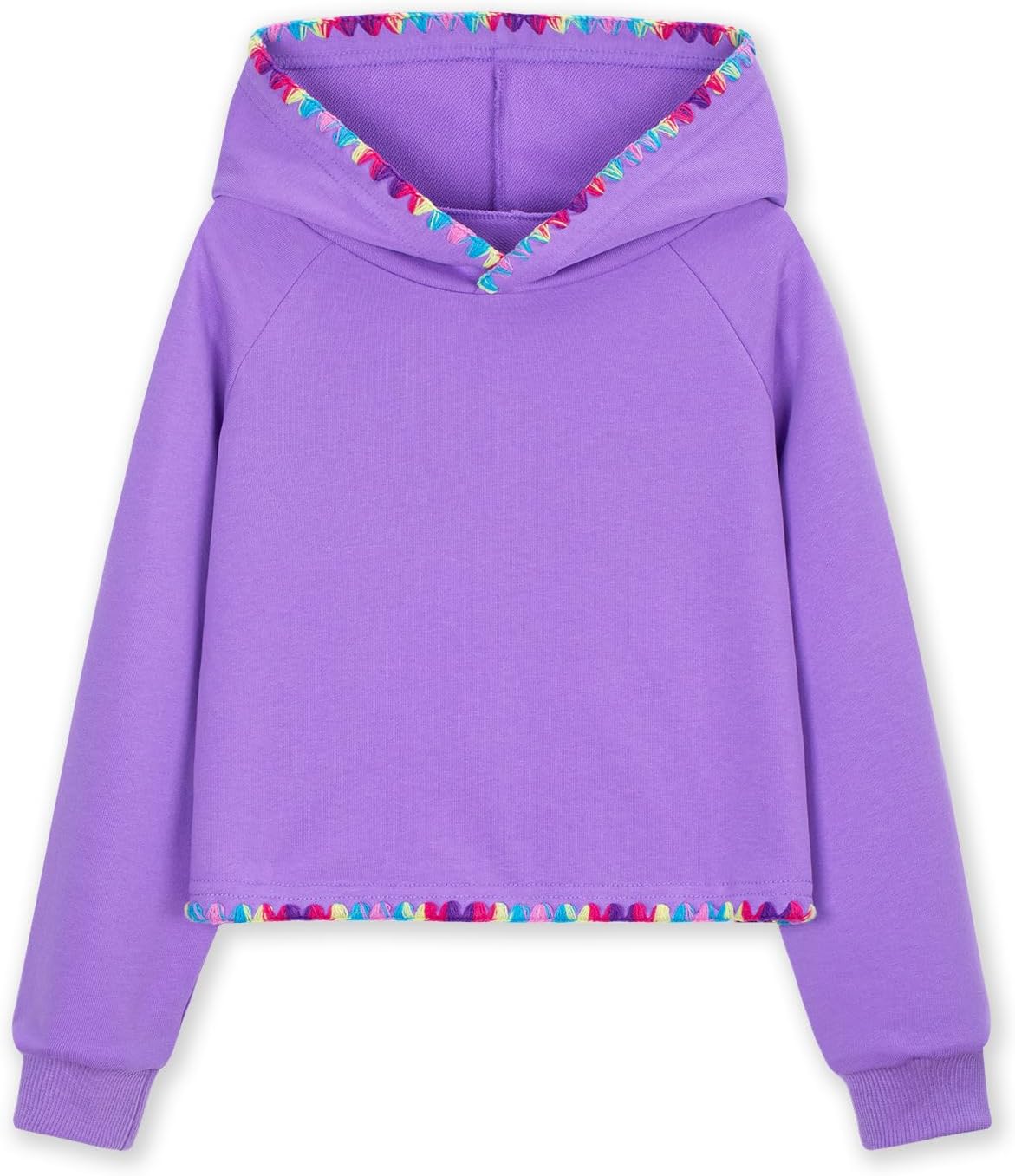 WELAKEN Girls' Rainbow Sequin Striped Hoodie Sweatshirt Crop Tops