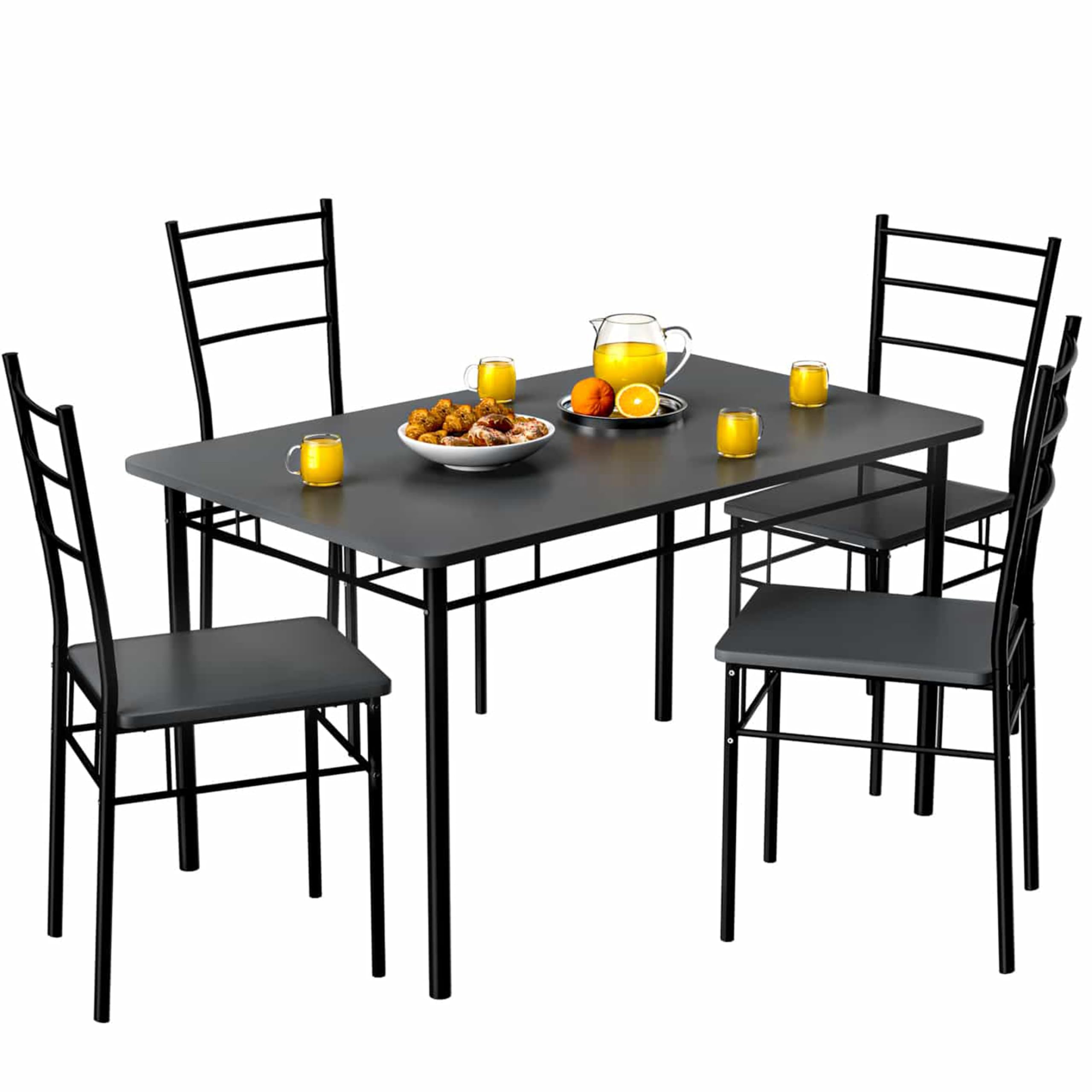 CASARIA® Juego de Mesa y Sillas Comedor Completo, Set de Muebles de Cocina, 110x70cm, Conjunto para 4 Personas, Salon, Moderno, Madera 5 Pzs., Rectangular, Ahorra Espacio Compacto, Capacidad 125KG