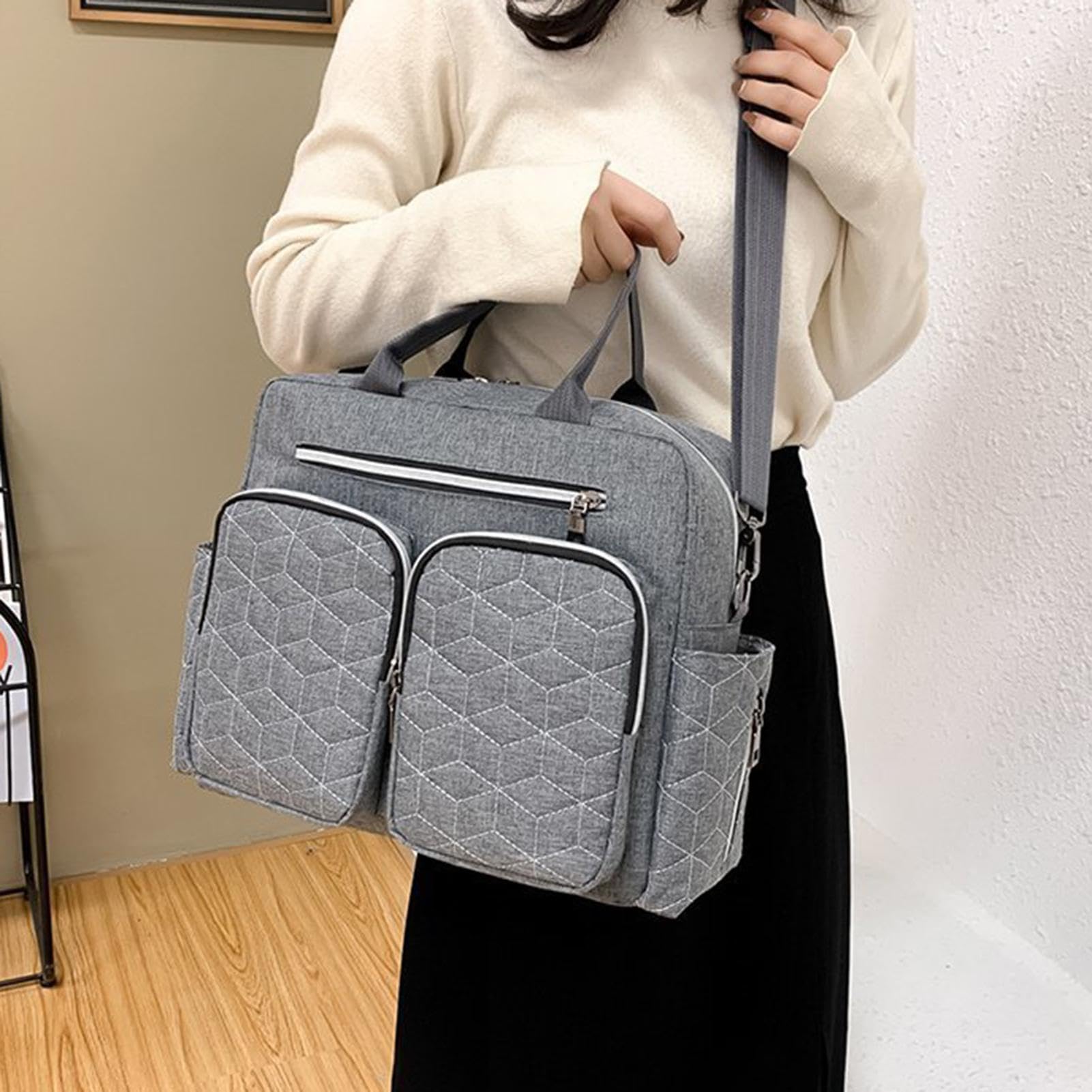 Générique Borsa per pannolini per bambini, borsa per pannolini per bambini, borsa per pannolini con stazione per pannolini per bambini, facile da pulire, per maternità a pannolini di grande capacità