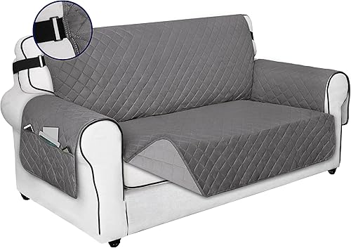 PureFit Funda de sofá reversible resistente al agua, lavable a máquina, con espuma antideslizante y correa ajustable para perros, mascotas (sofá