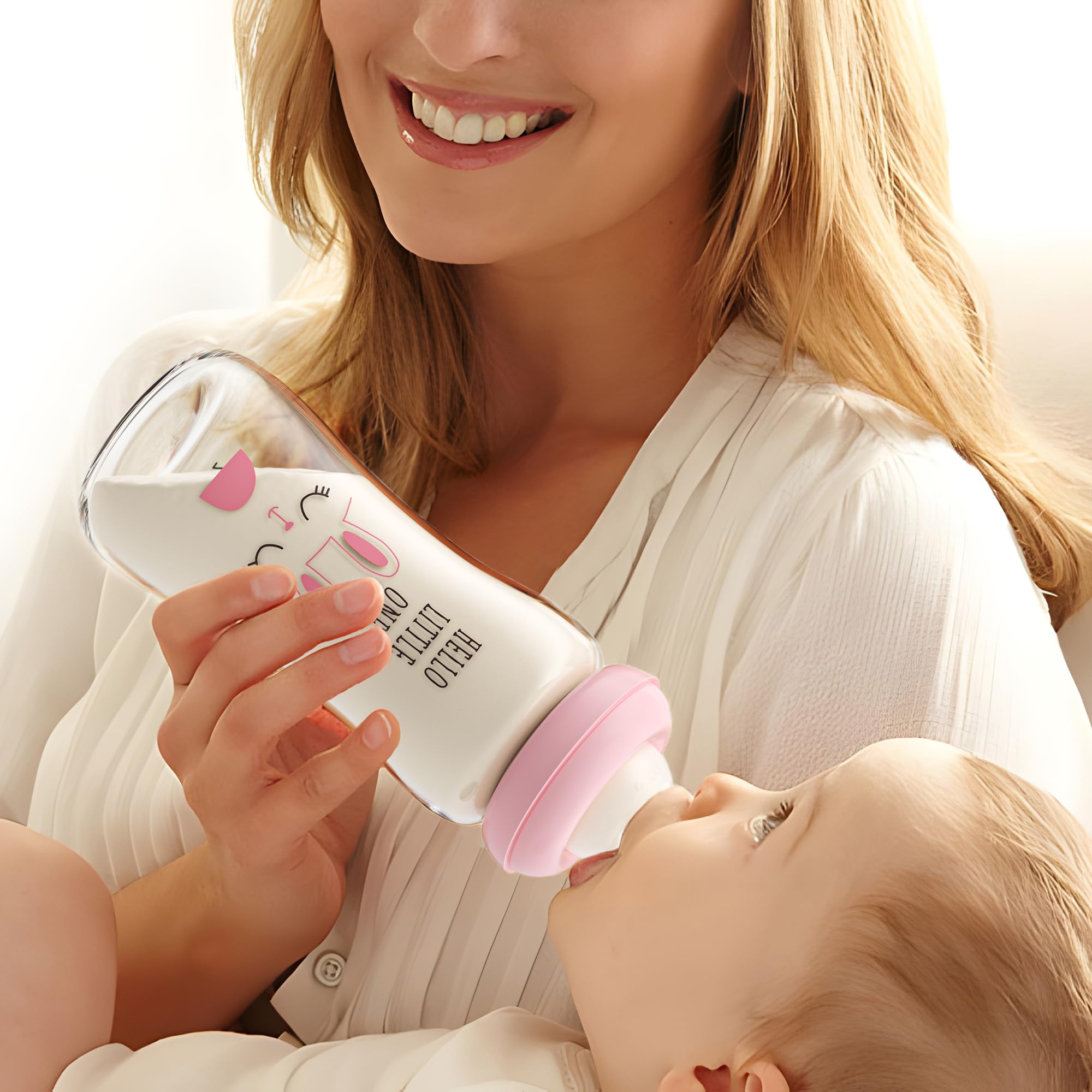 YOHKOH Set di biberon in vetro anti-colic con tettarella in silicone ultra morbido, per neonati a partire da 1 mese (multicolore1, 260 ml (confezione da 4)