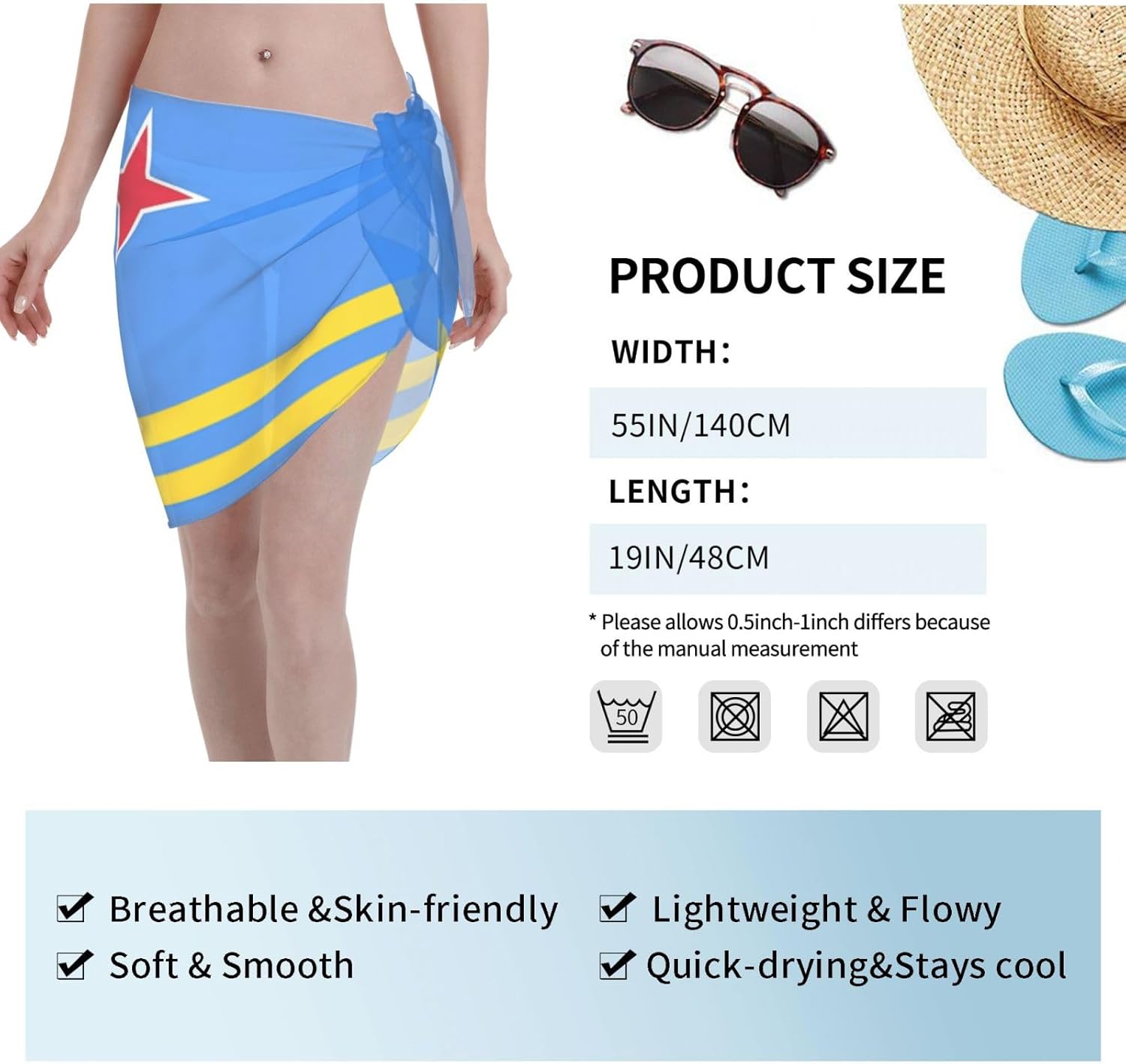 Country Flag Sarong Wraps for Women Patriotic Swimwear Cover Ups Summer Beach Suit Bathing Wrap Swimsuit - Image 7