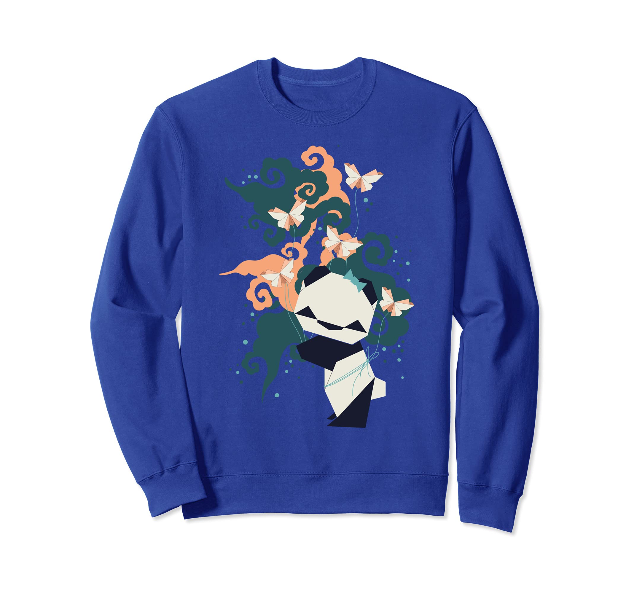 Panda Origami Cute Bear Baby Butterfly Funny Kid Teen Kawaii Sweatshirt, Blue