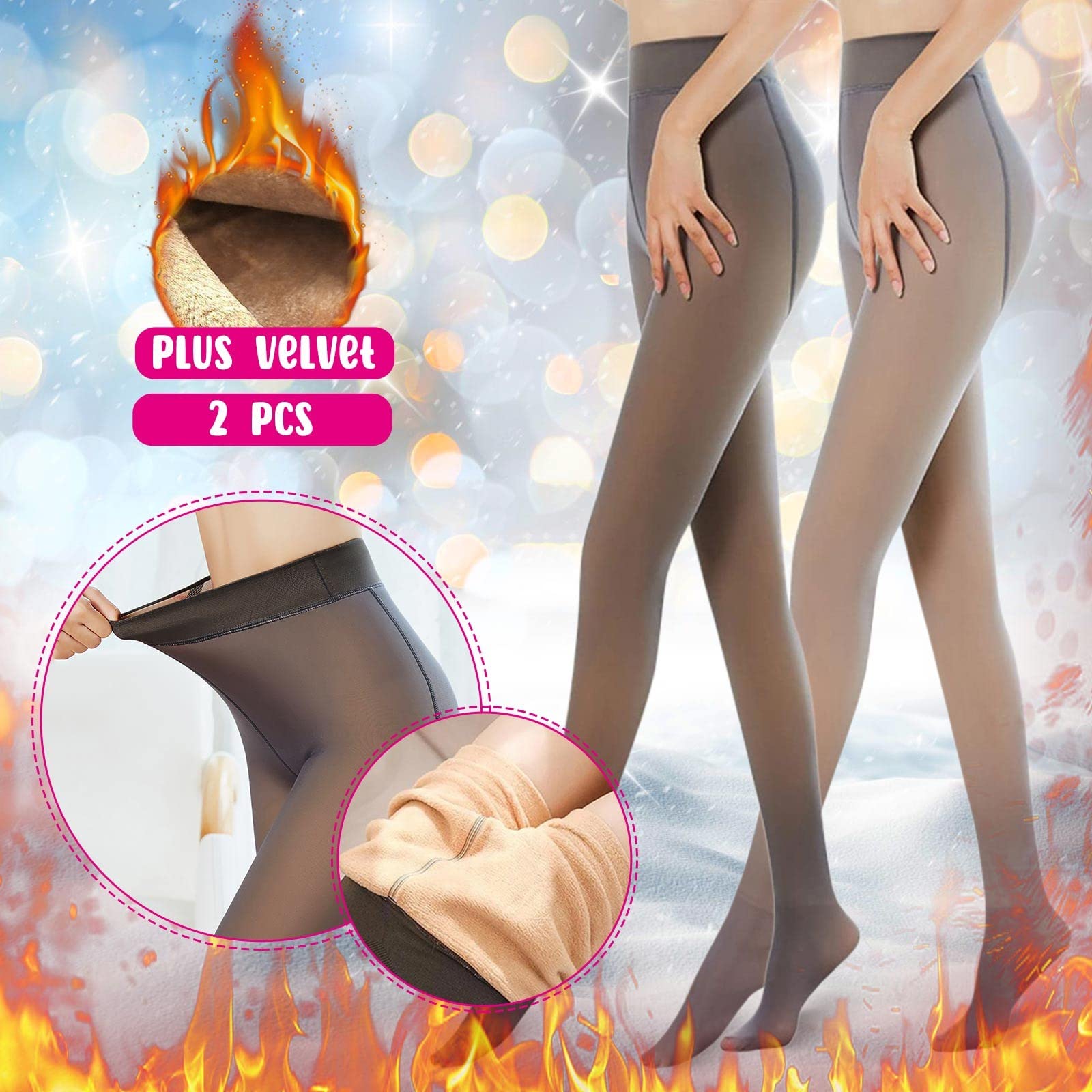 MJGkhiy Medias forradas de forro polar para mujer efecto velado Tights calcetines afelpados cómodos calcetines térmicos cintura alta elegantes medias forradas leggings elásticos calcetines acolchados