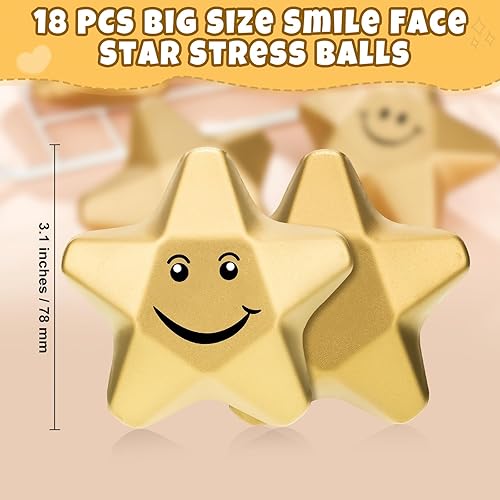 Miniatura 9 de 18 bolas de estrés de 3.1 pulgadas con forma de estrella para el regreso a clases, bola de espuma con forma de estrella, sonrisa y forma de